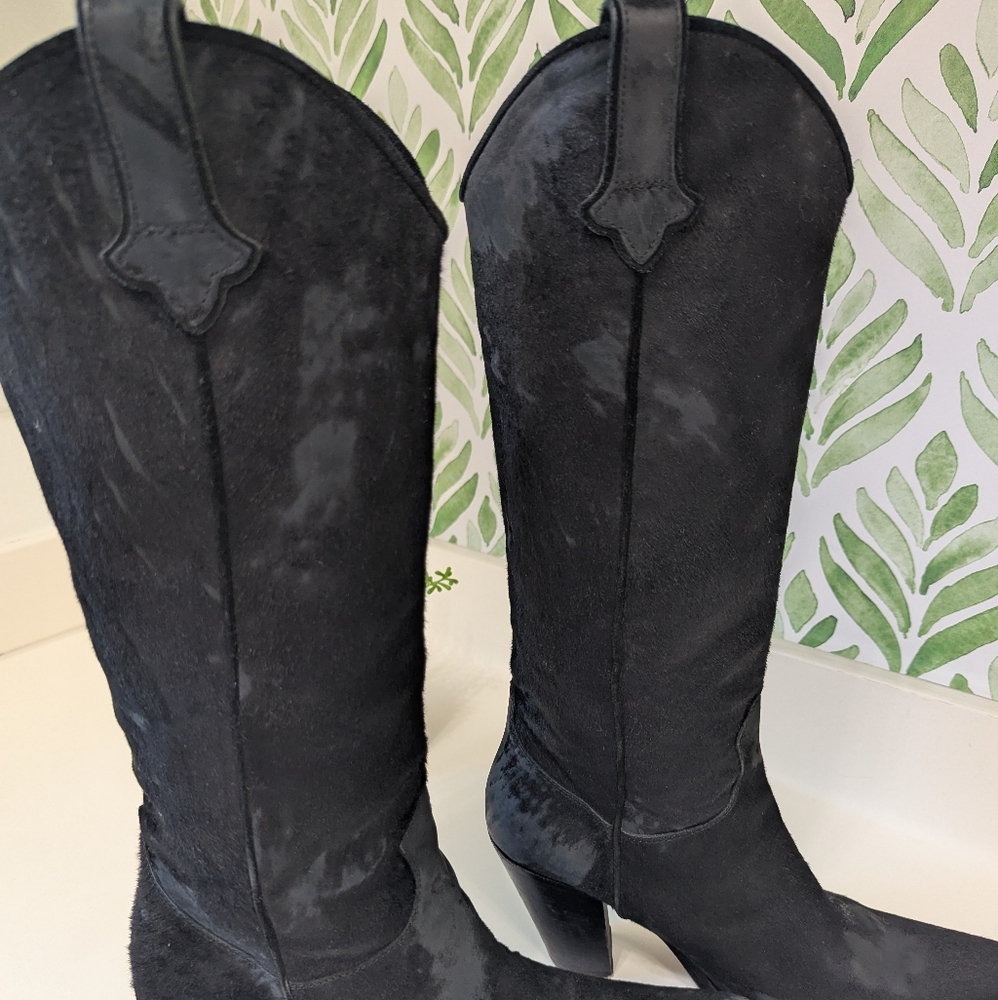 Sartore Paris Black Suede Women's Cowboy Boots 40.5 - Picture 5 of 10